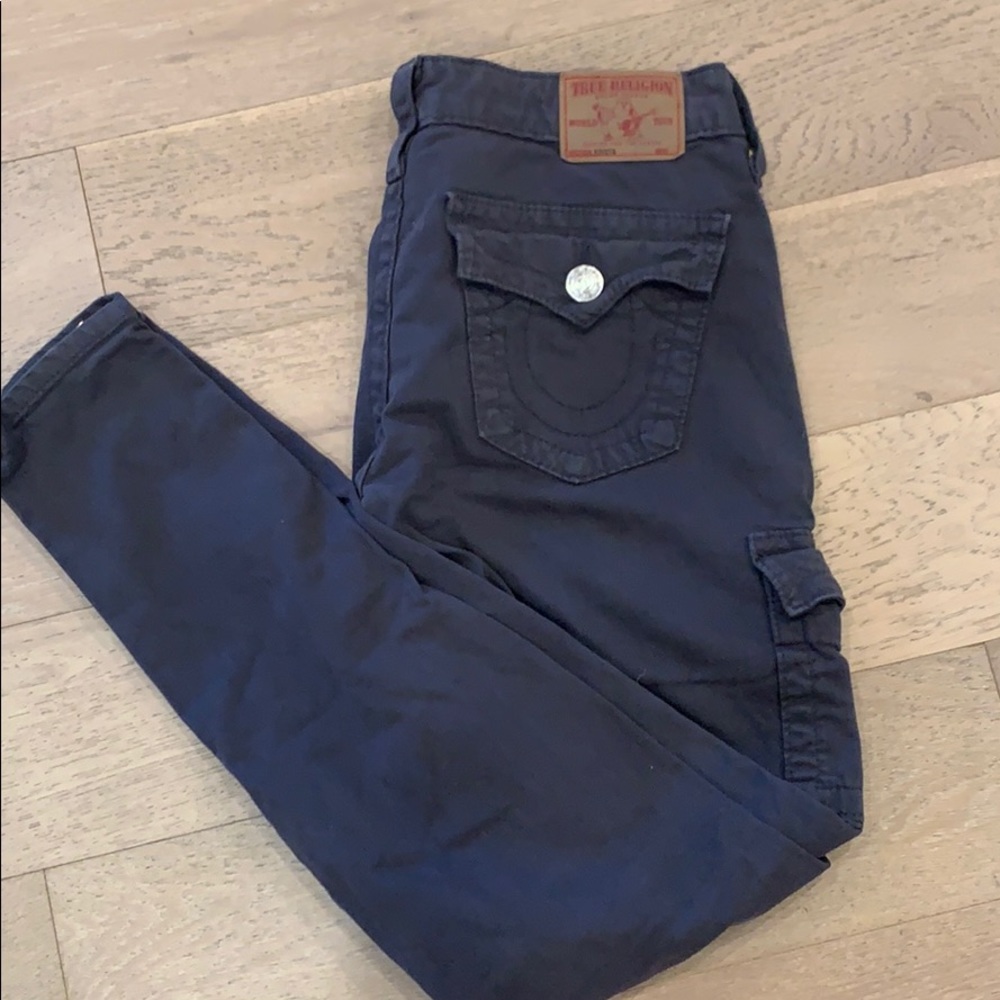 True religion dark gray cargo jeans size 26